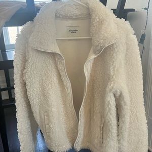 Abercrombie White Sherpa jacket Small